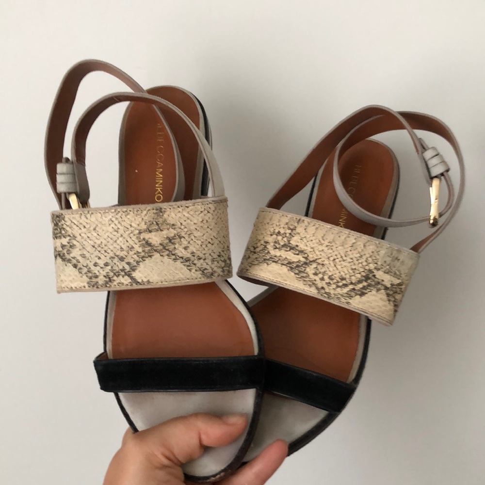 Rebecca Minkoff Flat Leather Suede Sandals